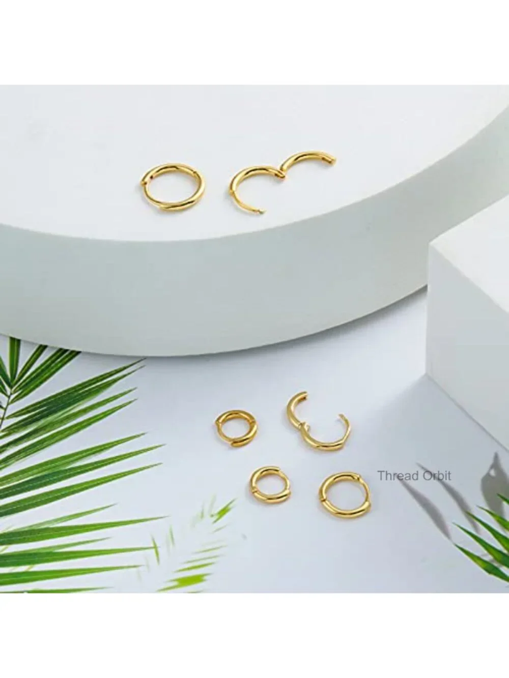 14k Gold Plated Small Hoop Earrings - Hypoallergenic Huggie Earrings Set of 3